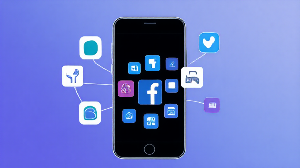 Imagem de um dispositivo móvel exibindo um aplicativo de otimização do Facebook para iOS e Android.