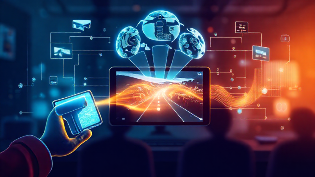 Imagem de uma pessoa usando um aplicativo para transmitir imagens em alta resolução em tempo real.