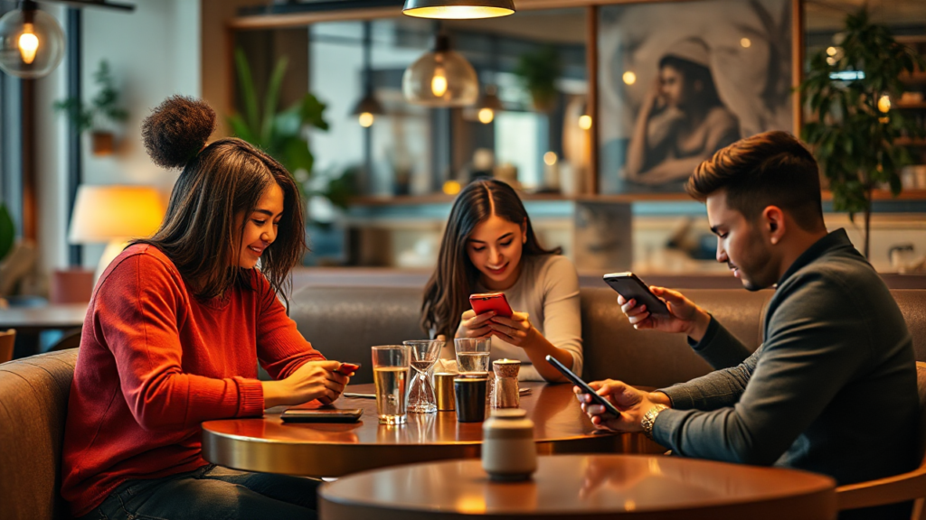 Imagem representativa de um aplicativo de encontros mostrando pessoas se conectando.