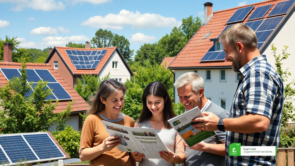 Imagem de um painel solar sendo instalado com apoio do governo.