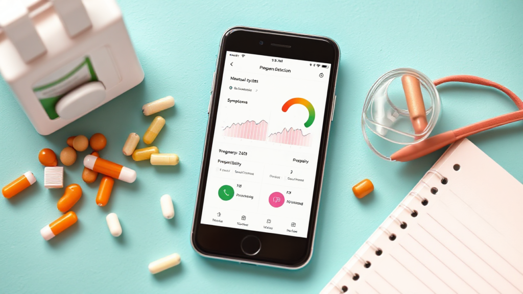 Imagem de uma mulher utilizando um aplicativo para identificar gravidez no celular.