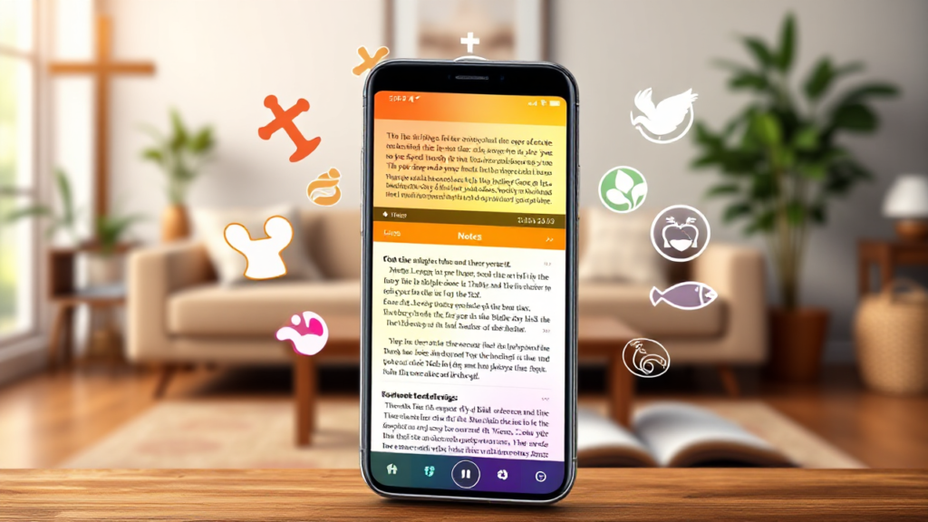 Imagem representativa de aplicativos bíblicos para leitura no celular.