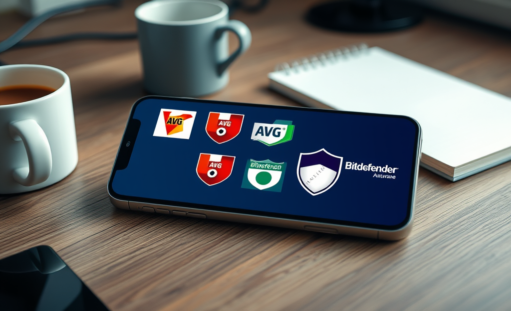 Imagem de smartphones protegidos por antivírus grátis mostrando segurança e privacidade.